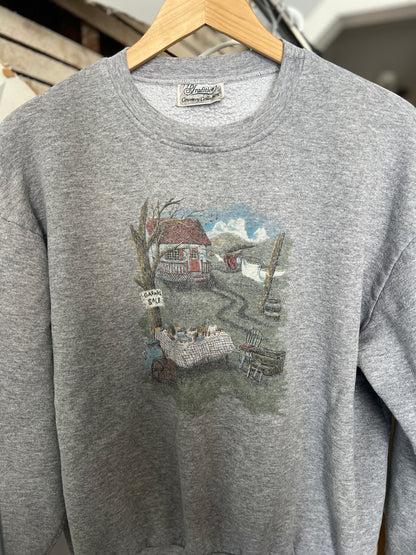 XL Vintage Tradition Country Collection Sweatshirt – Grey | Cottage Graphic | Excellent Condition