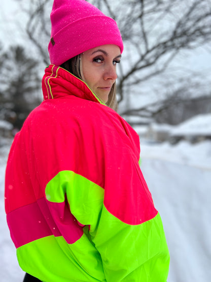 XS Sunice Retro Ski Jacket – Neon Pink, Lime Green, & Fuchsia | Excellent Condition