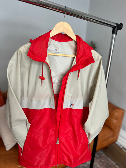 Vintage K-Way Windbreaker Jacket | Gray & Red | Size Medium | 80s Retro Style | 90s Retro Style | Lightweight & Water-Resistant | Excellent Condition | Rare Find