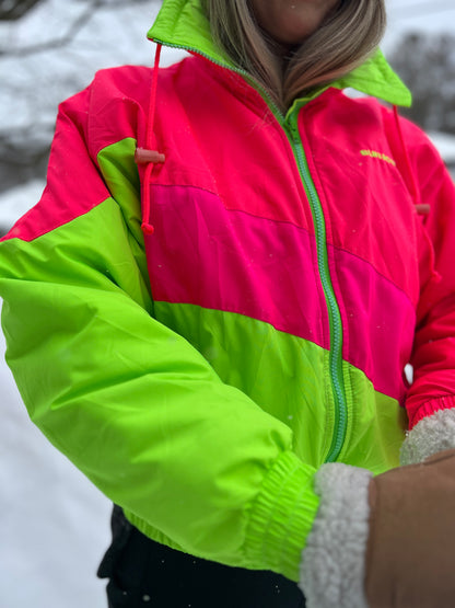 XS Sunice Retro Ski Jacket – Neon Pink, Lime Green, & Fuchsia | Excellent Condition