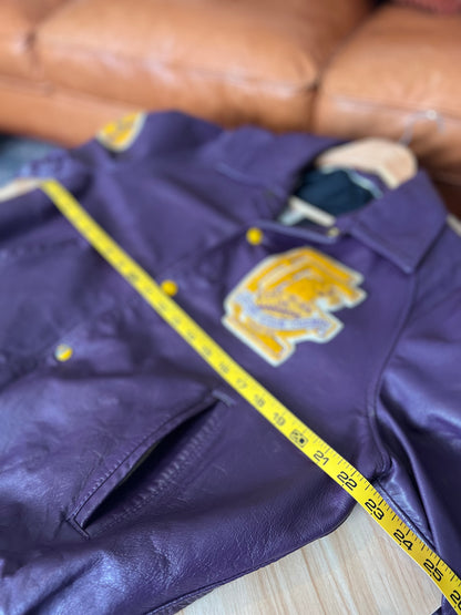 Vintage 1985-86 Oxford & Elgin School Leather Football Jacket | Size Medium | Purple | Local History Piece | Made in Canada | Great Condition | Rare Collectible | Canadian Made