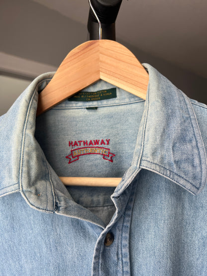 size XL Vintage Hathaway 100% Cotton Denim Shirt – Size 15 1/2 | Authentic Dress Shirt | Excellent Condition