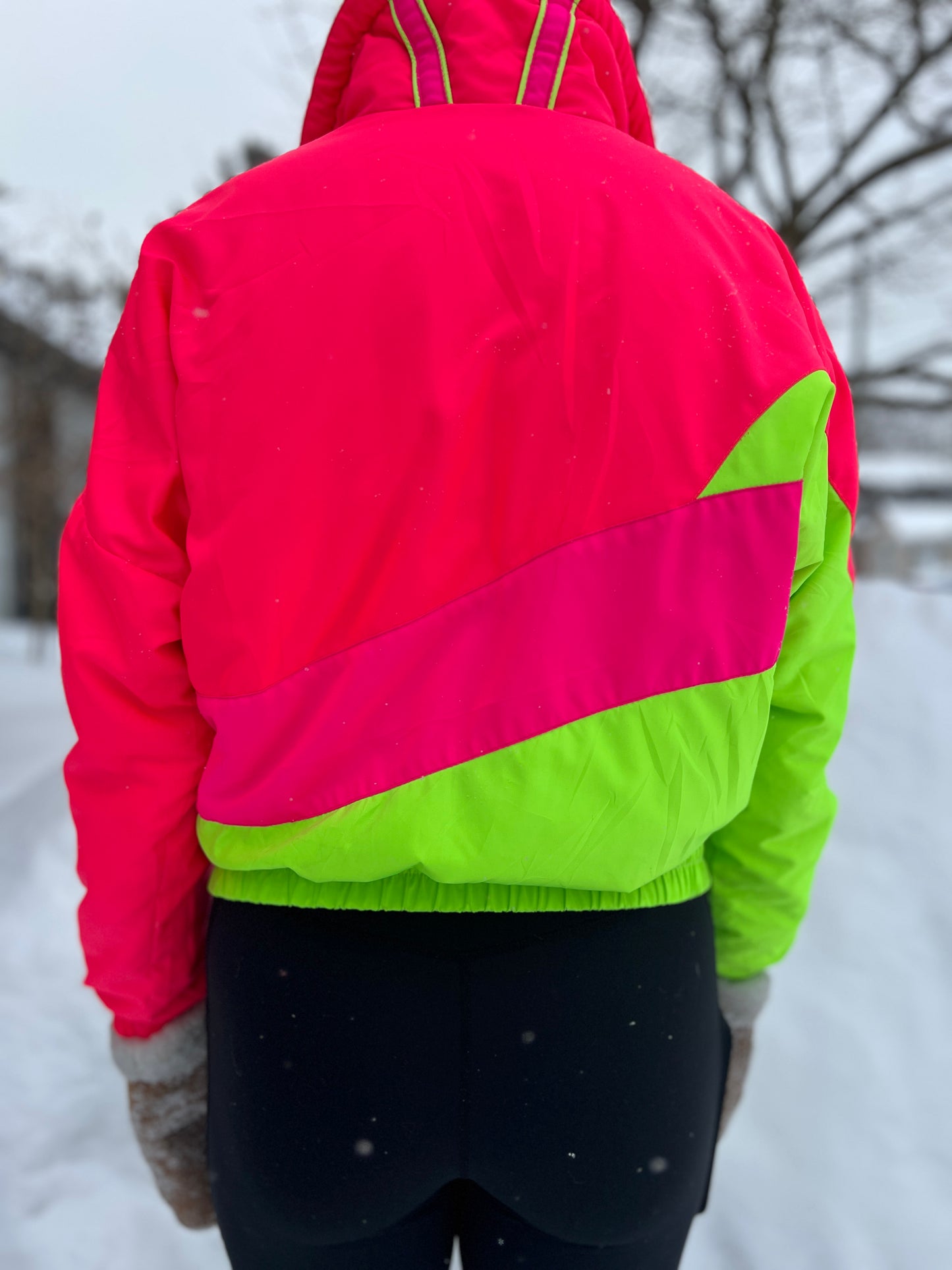 XS Sunice Retro Ski Jacket – Neon Pink, Lime Green, & Fuchsia | Excellent Condition