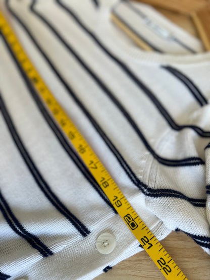 Reitmans 100% Cotton White & Blue Striped Soft Knit – Size Medium | Button Details | Great Condition