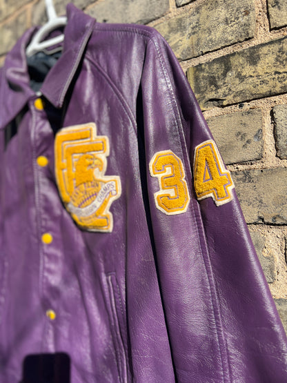 Vintage 1985-86 Oxford & Elgin School Leather Football Jacket | Size Medium | Purple | Local History Piece | Made in Canada | Great Condition | Rare Collectible | Canadian Made