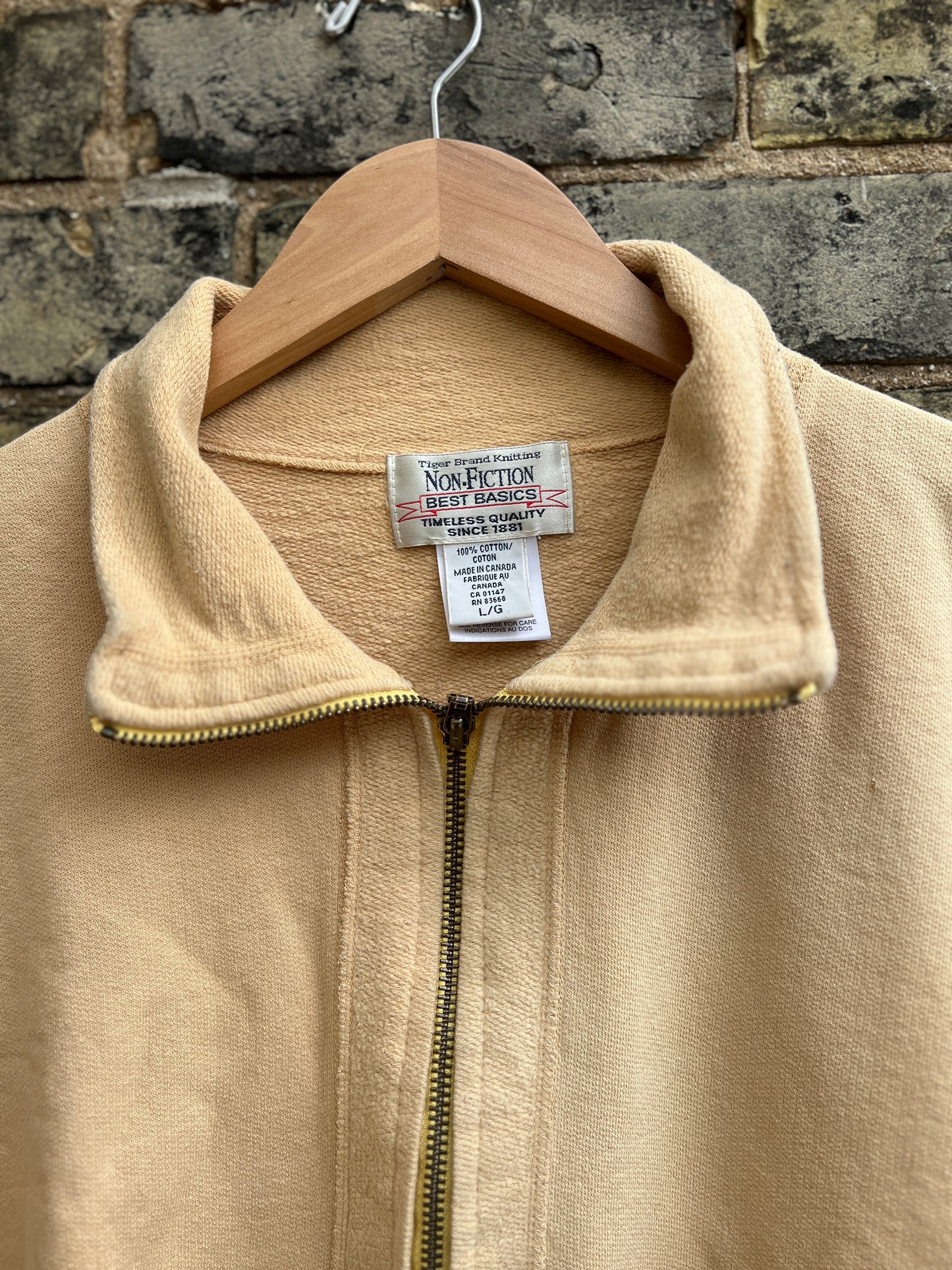 Size Large Vintage Non Fiction Yellow Zip-Up Sweatshirt – Made in Canada | Revived & Ready to Wear