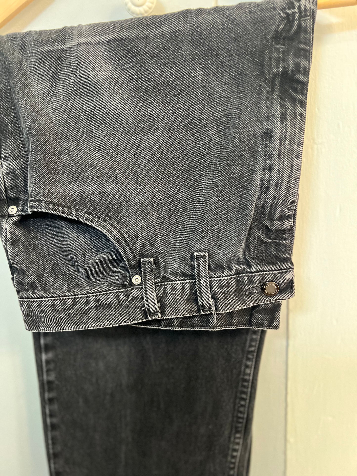 Mens Size 46x32  Wrangler 100% Cotton Black Denim Jeans| Big & Tall Fit | Excellent Condition