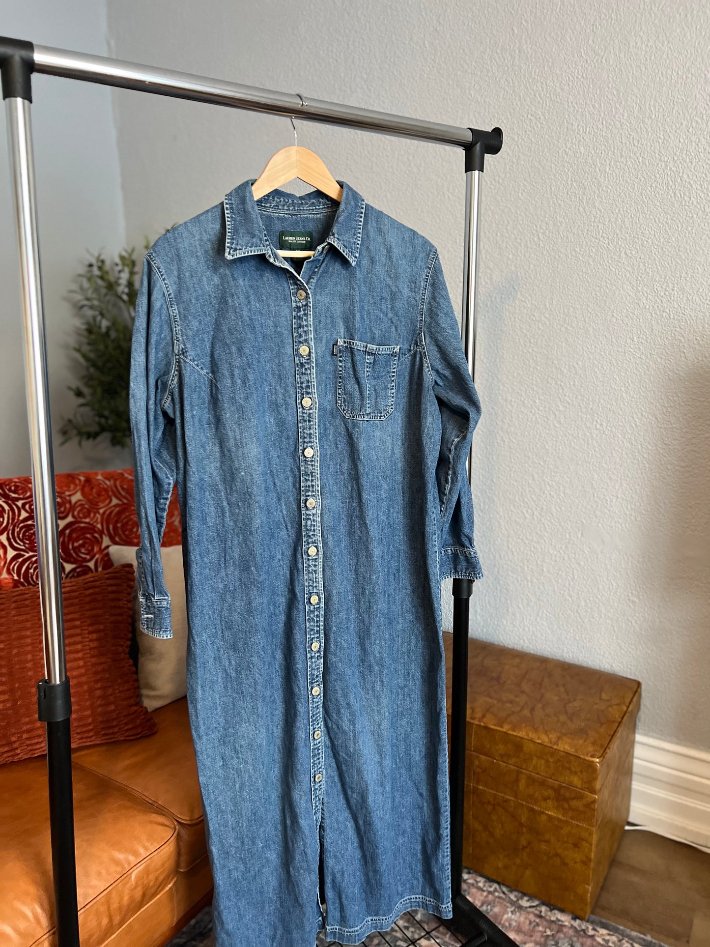 Ralph Lauren Long Denim Dress – Size 2X | Perfect for Tall & Curvy Women | Button Down, Excellent Condition