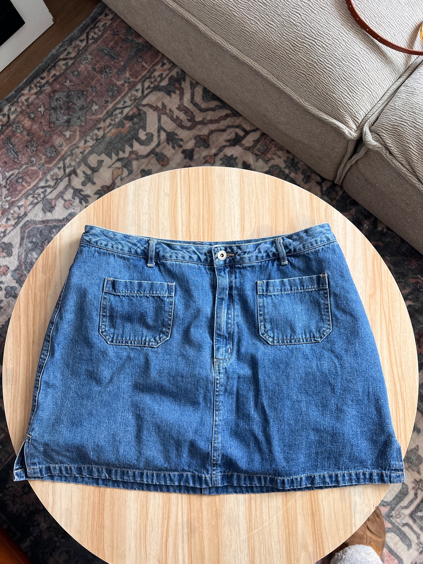 Vintage Penmano Denim Skort – Size 14 | 100% Cotton | Revived & Ready to Wear