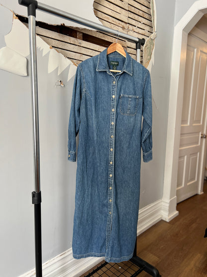 Ralph Lauren Long Denim Dress – Size 2X | Perfect for Tall & Curvy Women | Button Down, Excellent Condition