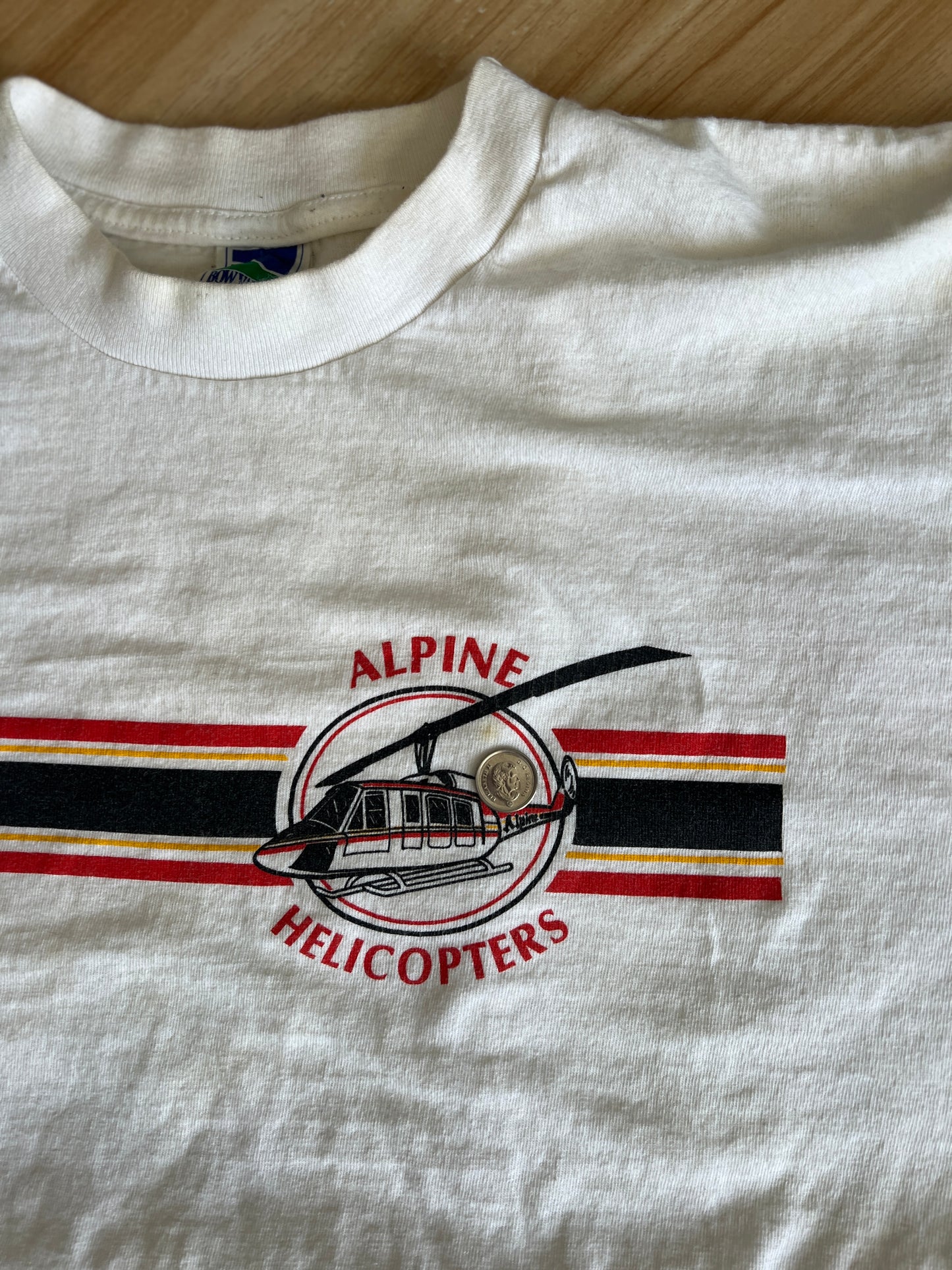 Size Medium - Large - Misfit Vintage Alpine Helicopters T-Shirt | Made in Canada by Bow Valley | Few Flaws, Canadian Classic