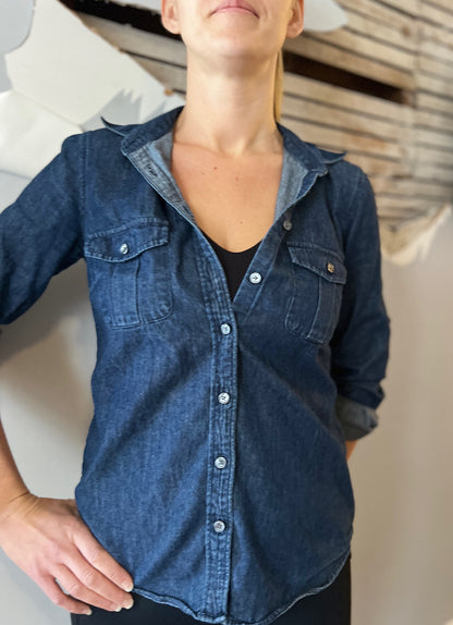 J.Crew The Perfect Fit Denim Shirt – Size Small | 100% Cotton | Indigo Dark Wash | Great Condition