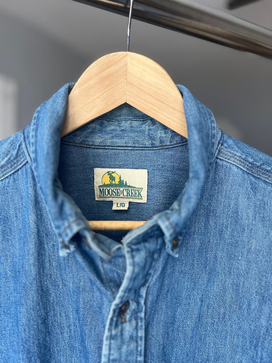 Moose Creek Denim Shirt – Size Large (Fits XL) | Excellent Condition | Pit 25in, Length 31in